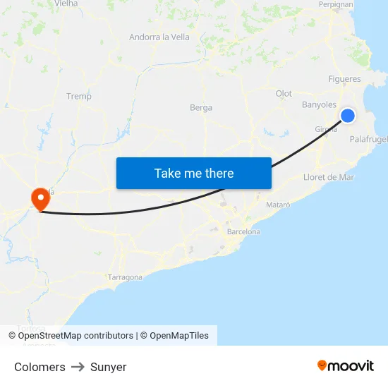 Colomers to Sunyer map