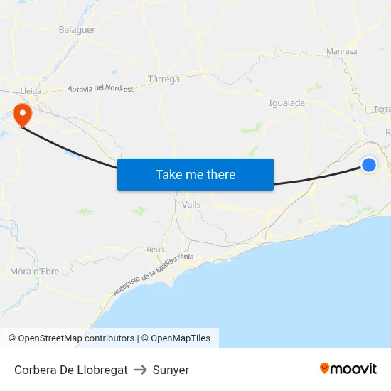 Corbera De Llobregat to Sunyer map