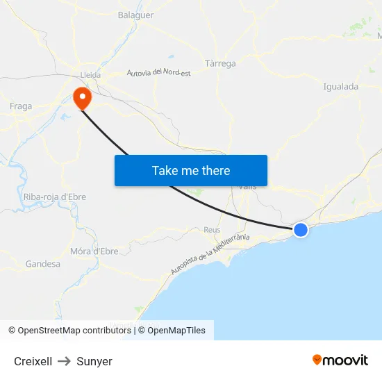 Creixell to Sunyer map