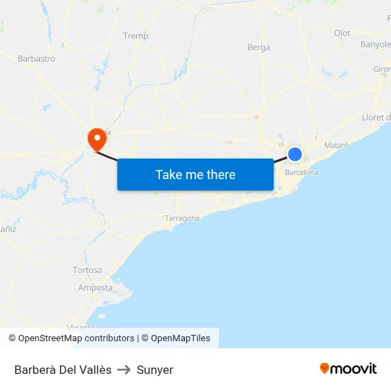 Barberà Del Vallès to Sunyer map
