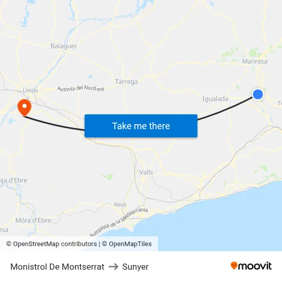 Monistrol De Montserrat to Sunyer map