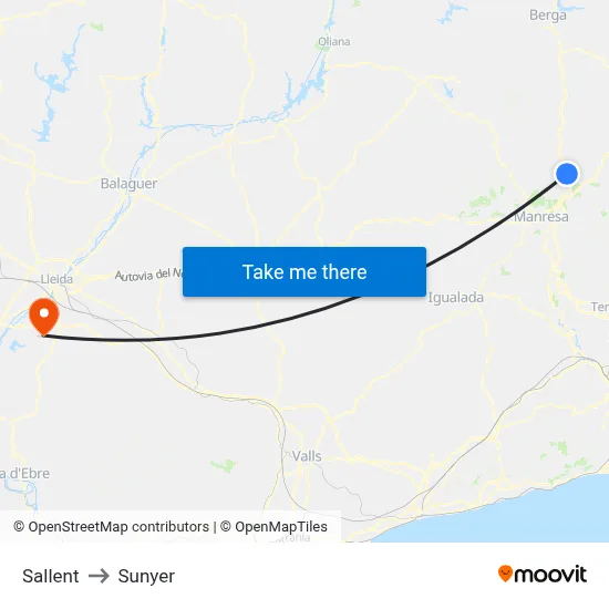 Sallent to Sunyer map