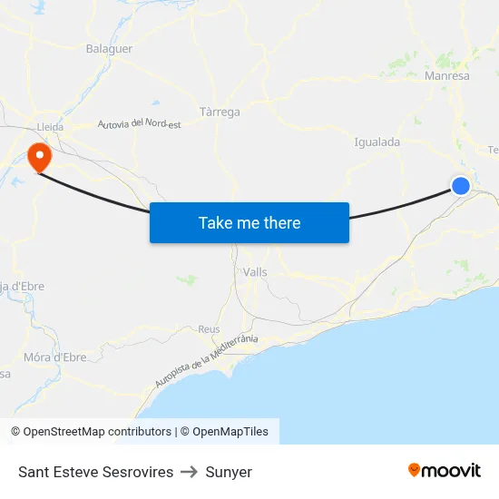 Sant Esteve Sesrovires to Sunyer map