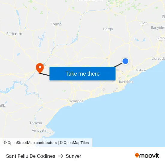 Sant Feliu De Codines to Sunyer map