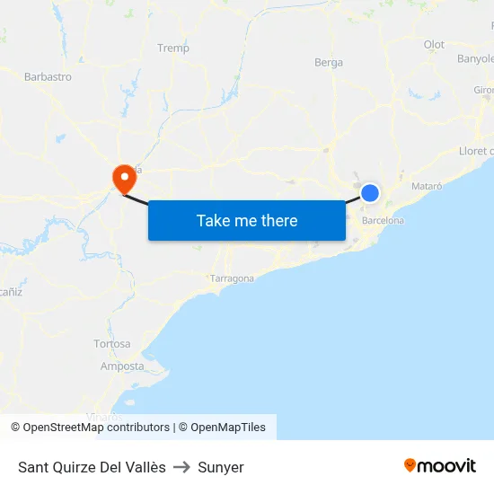 Sant Quirze Del Vallès to Sunyer map