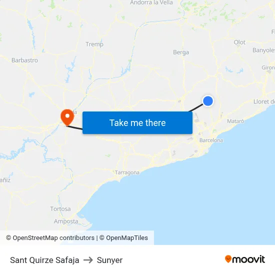 Sant Quirze Safaja to Sunyer map