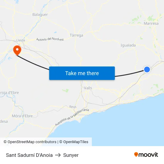 Sant Sadurní D'Anoia to Sunyer map