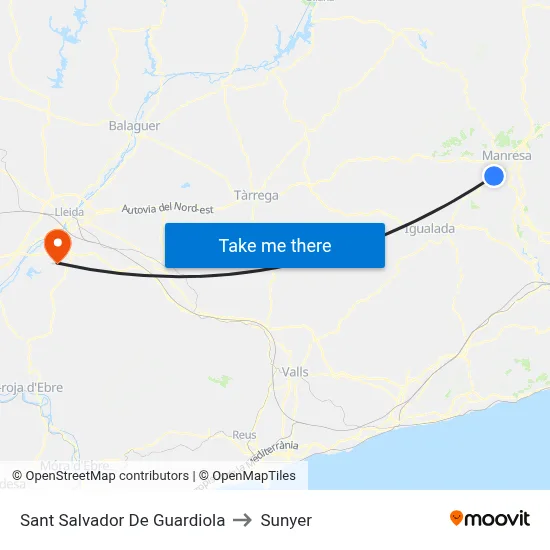 Sant Salvador De Guardiola to Sunyer map