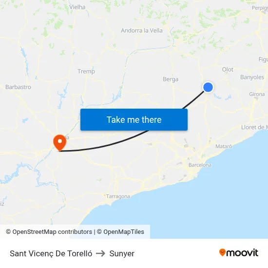 Sant Vicenç De Torelló to Sunyer map