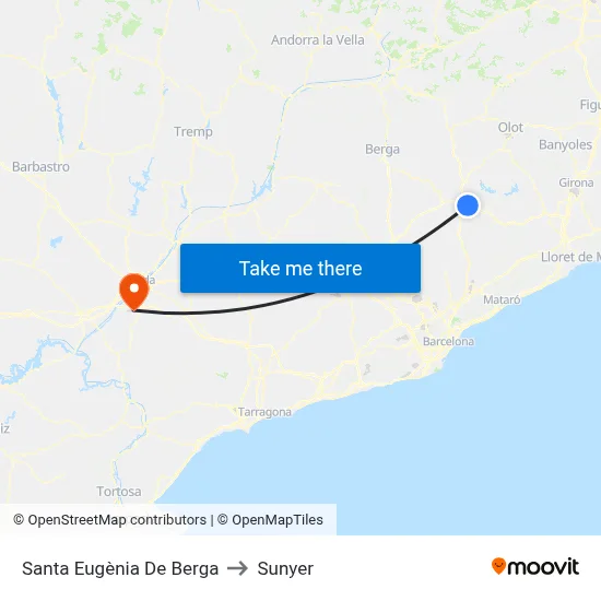 Santa Eugènia De Berga to Sunyer map