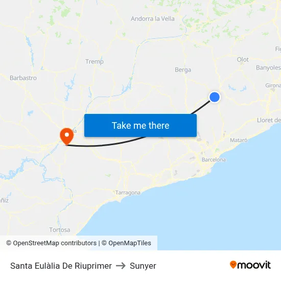 Santa Eulàlia De Riuprimer to Sunyer map