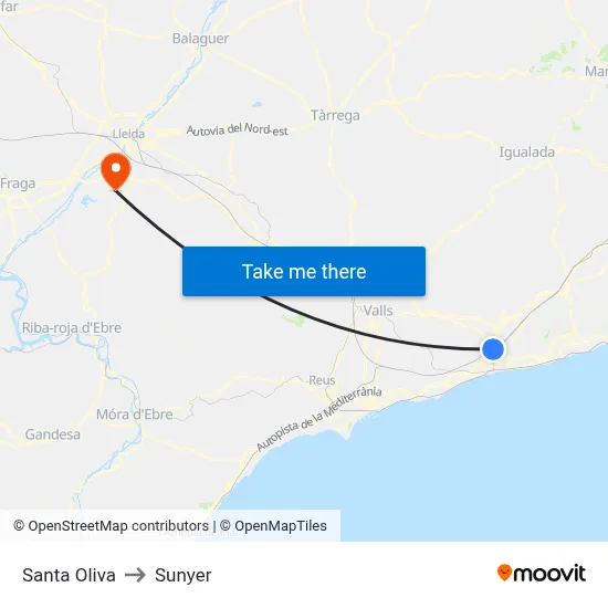 Santa Oliva to Sunyer map