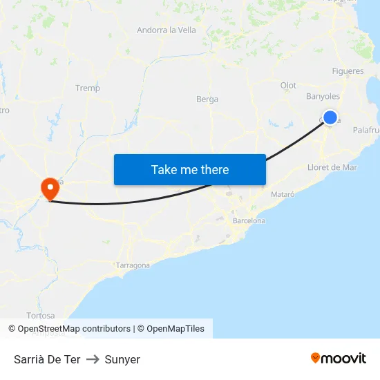 Sarrià De Ter to Sunyer map