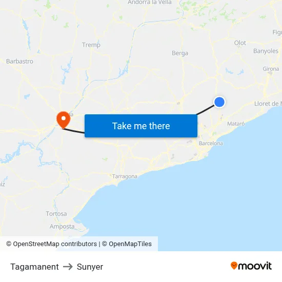Tagamanent to Sunyer map