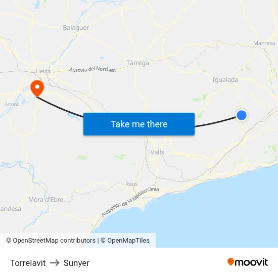 Torrelavit to Sunyer map