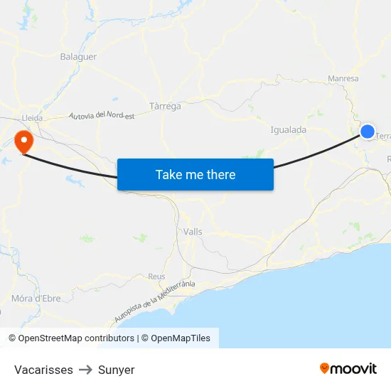 Vacarisses to Sunyer map