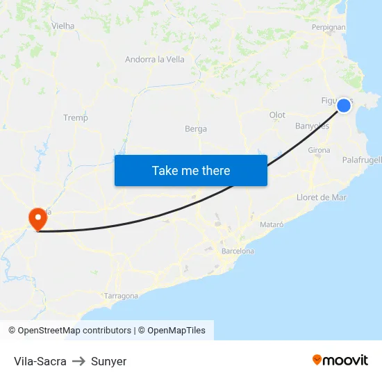 Vila-Sacra to Sunyer map