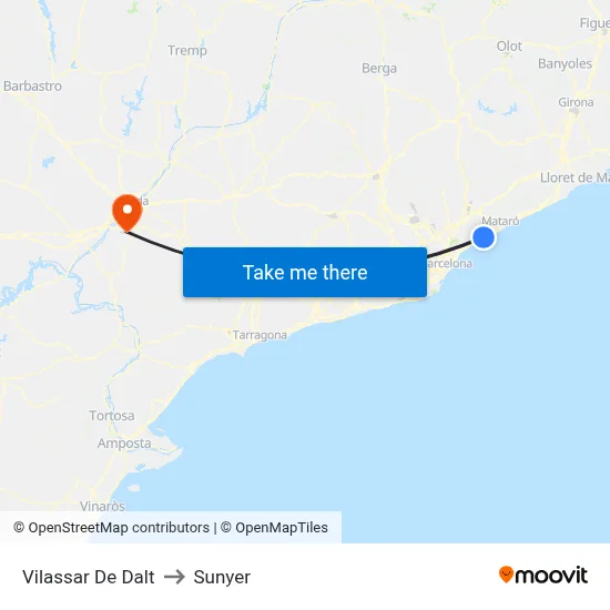 Vilassar De Dalt to Sunyer map