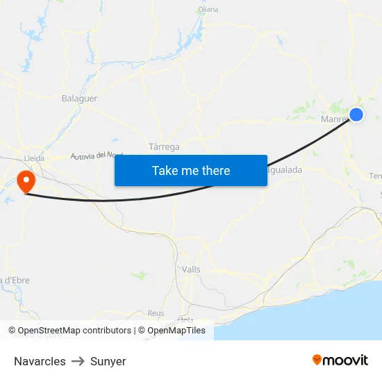 Navarcles to Sunyer map