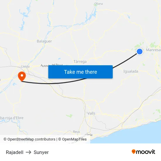 Rajadell to Sunyer map