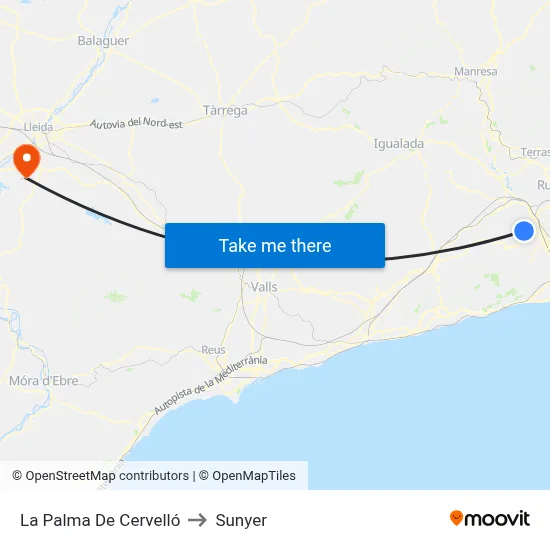 La Palma De Cervelló to Sunyer map