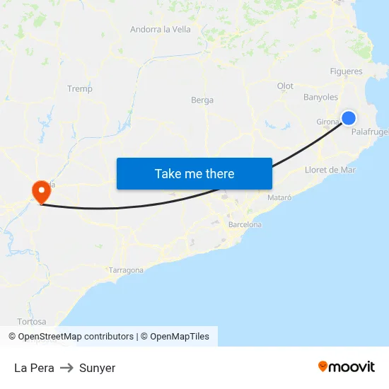 La Pera to Sunyer map