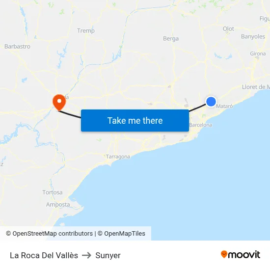 La Roca Del Vallès to Sunyer map
