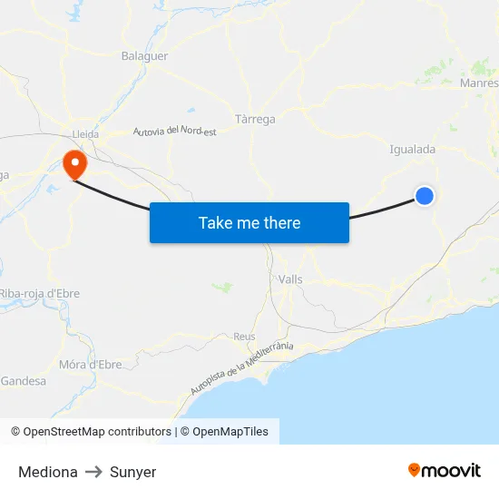 Mediona to Sunyer map