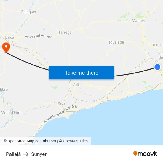 Pallejà to Sunyer map