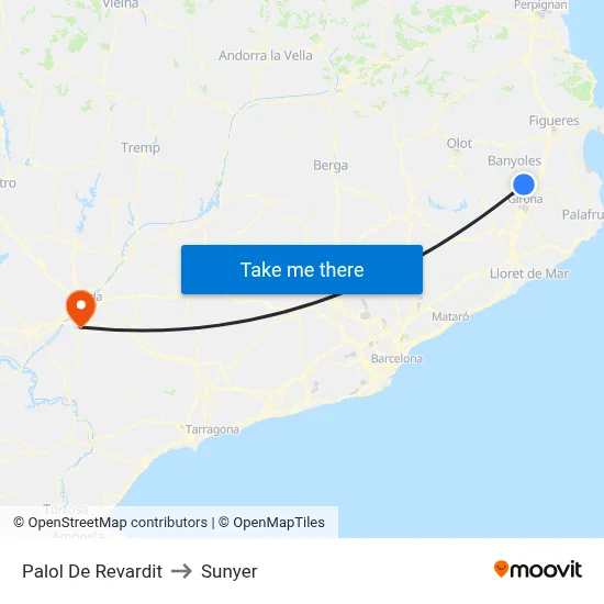 Palol De Revardit to Sunyer map