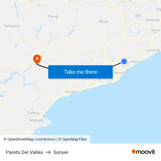 Parets Del Vallès to Sunyer map