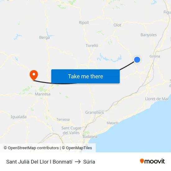 Sant Julià Del Llor I Bonmatí to Súria map