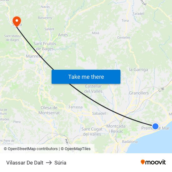 Vilassar De Dalt to Súria map