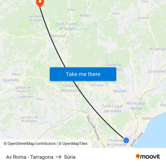 Av Roma - Tarragona to Súria map