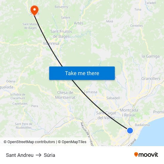 Sant Andreu to Súria map