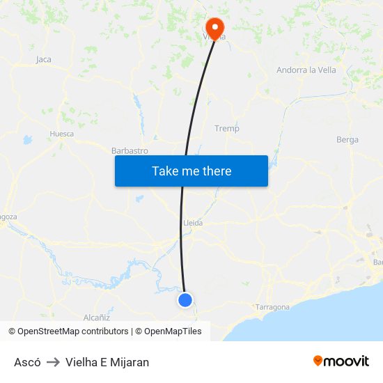 Ascó to Vielha E Mijaran map