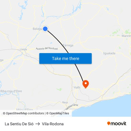 La Sentiu De Sió to Vila-Rodona map