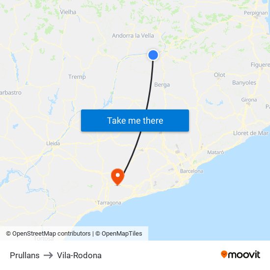 Prullans to Vila-Rodona map