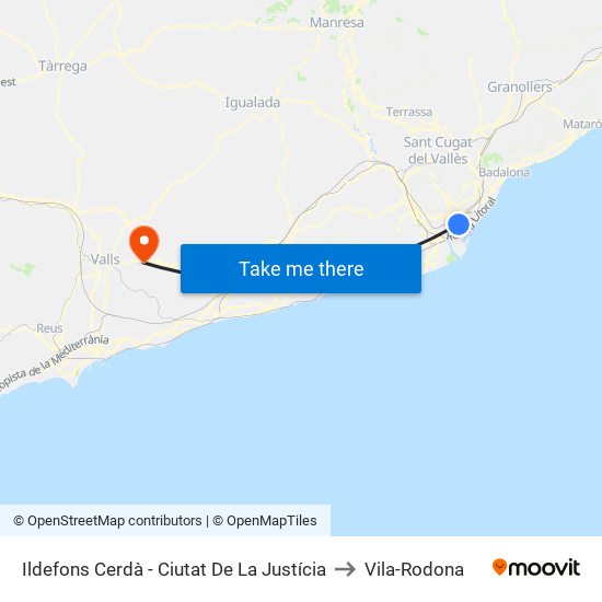 Ildefons Cerdà - Ciutat De La Justícia to Vila-Rodona map