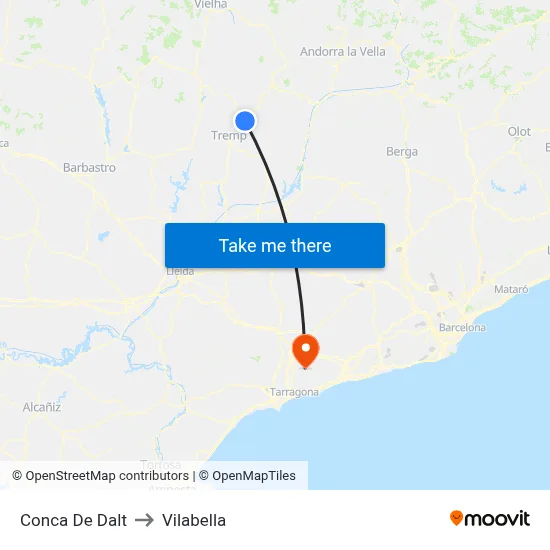 Conca De Dalt to Vilabella map
