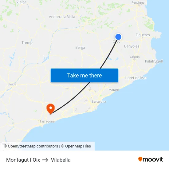 Montagut I Oix to Vilabella map