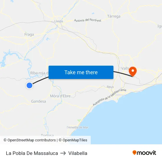 La Pobla De Massaluca to Vilabella map