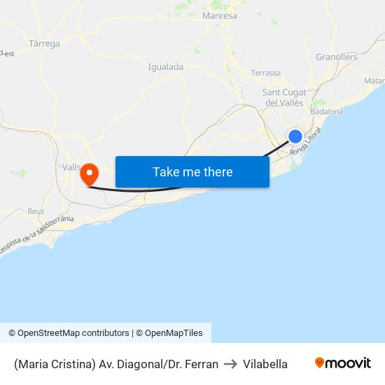 (Maria Cristina) Av. Diagonal/Dr. Ferran to Vilabella map