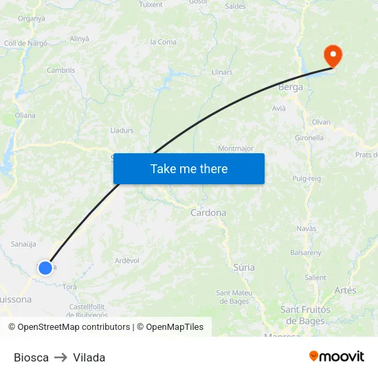 Biosca to Vilada map