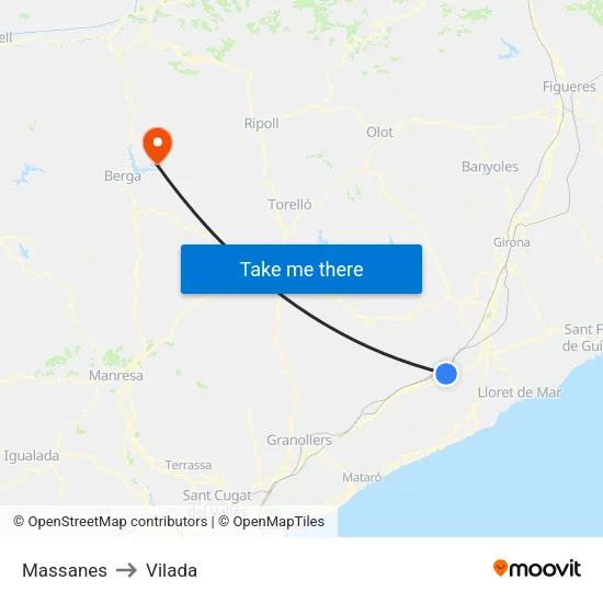 Massanes to Vilada map