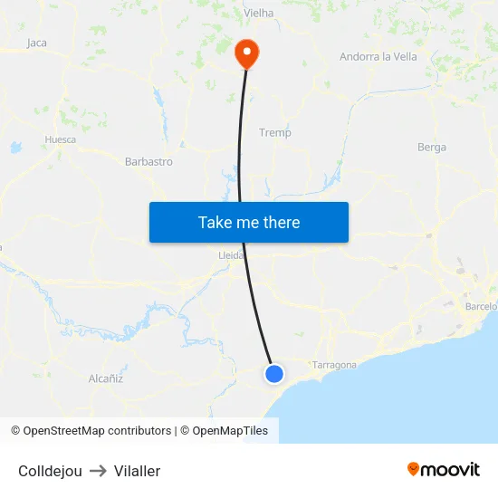 Colldejou to Vilaller map