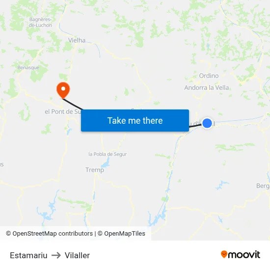 Estamariu to Vilaller map