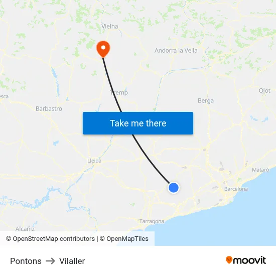 Pontons to Vilaller map