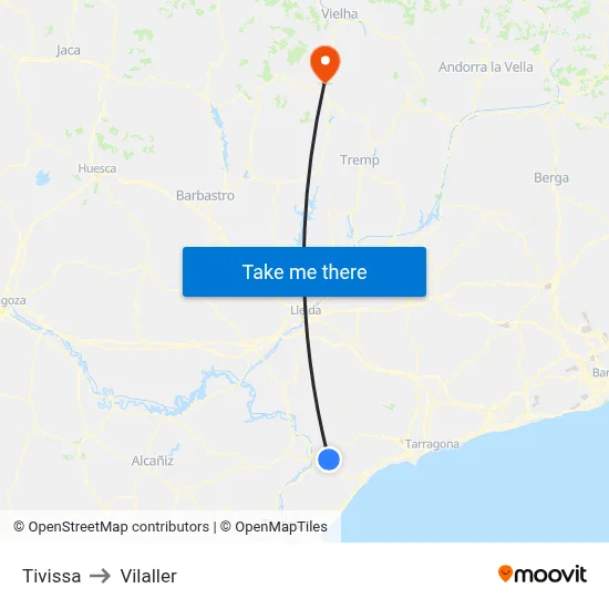 Tivissa to Vilaller map