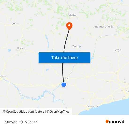 Sunyer to Vilaller map